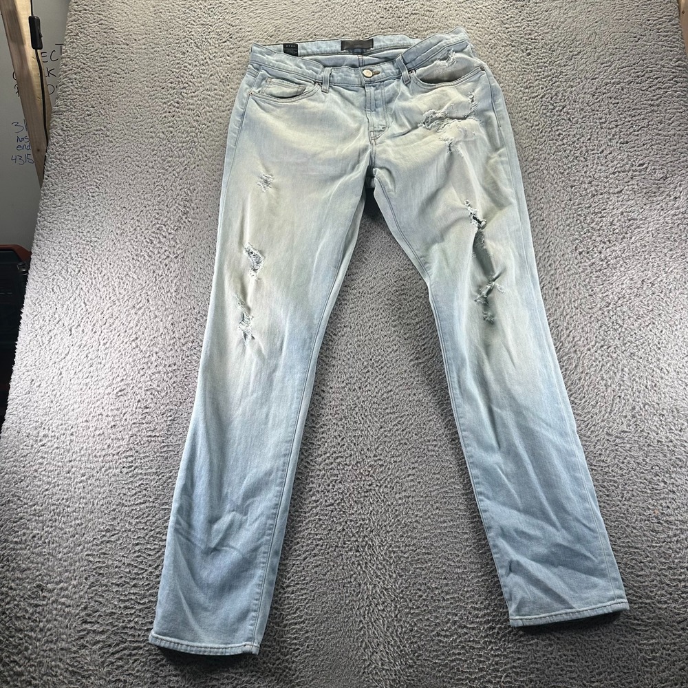 J Brand Jeans Men 34x36 Blue Cotton Denim Straight Leg Faded Distressed Workwear